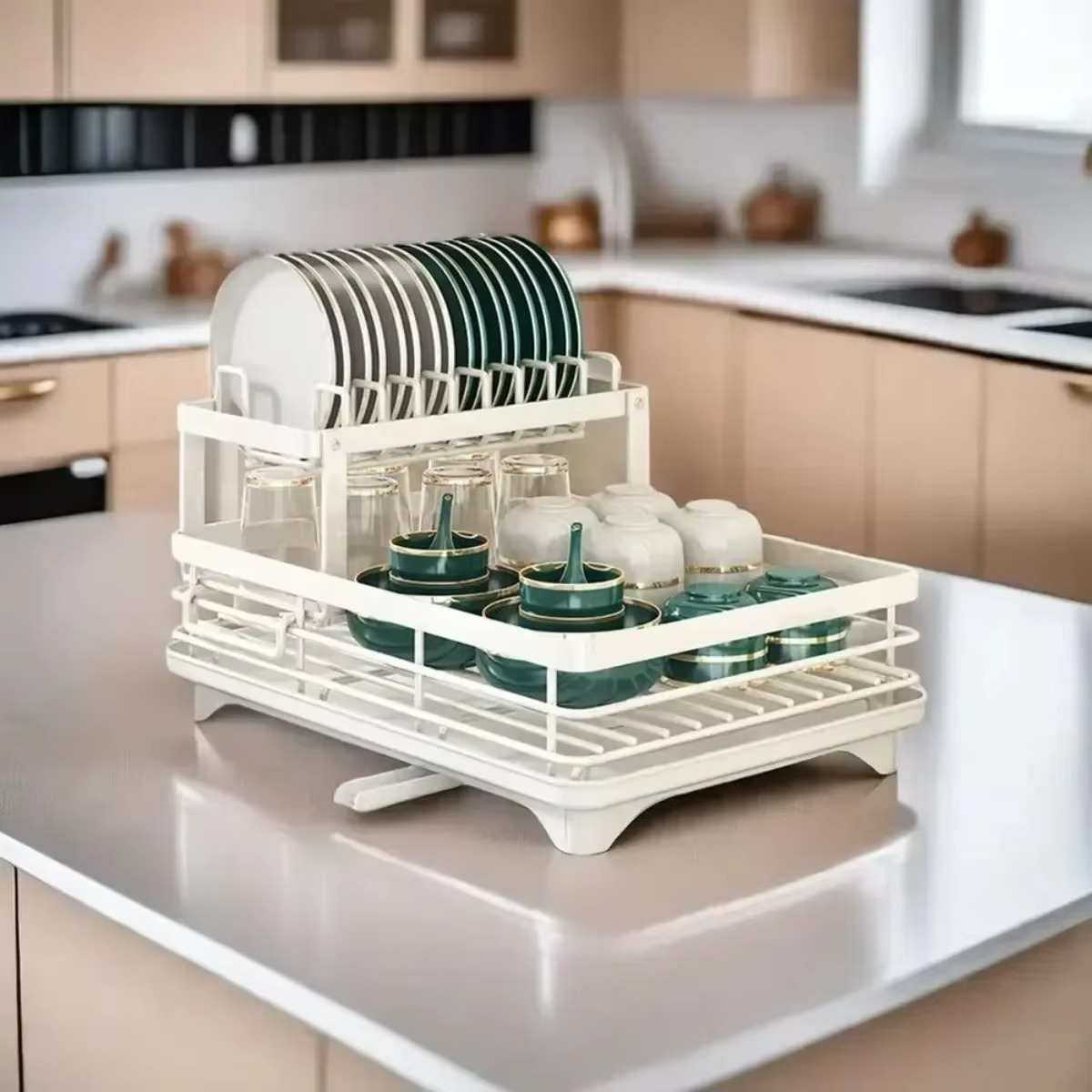 Revolutionize Your Kitchen with the Adjustable 2-Tier Dish Drainer Rack – The Ultimate Space-Saving Organizer for Plates, Cups & Cutlery