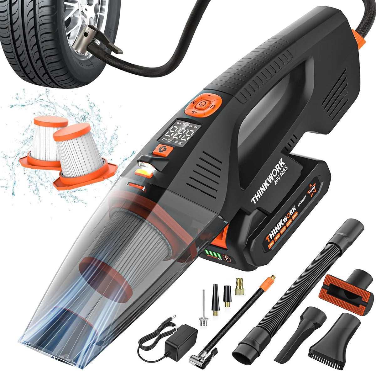 Professional Car Cleaning Kit with High-Power Vacuum and 31 Detailing Accessories