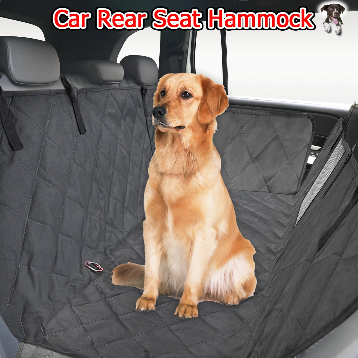 Ultimate Waterproof Hammock Car Seat Cover for Pets - Black Dog Protector Mat for Back Seat Travel