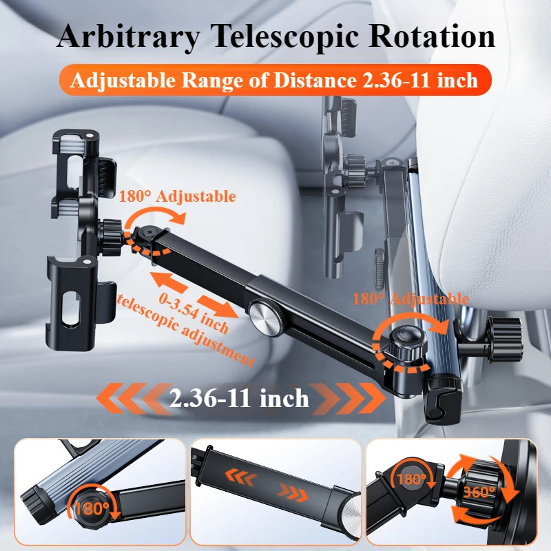 Elevate Your Road Trips with the Adjustable Telescopic Car Phone and Tablet Holder - Perfect for Devices 5.6-11.8 inches!