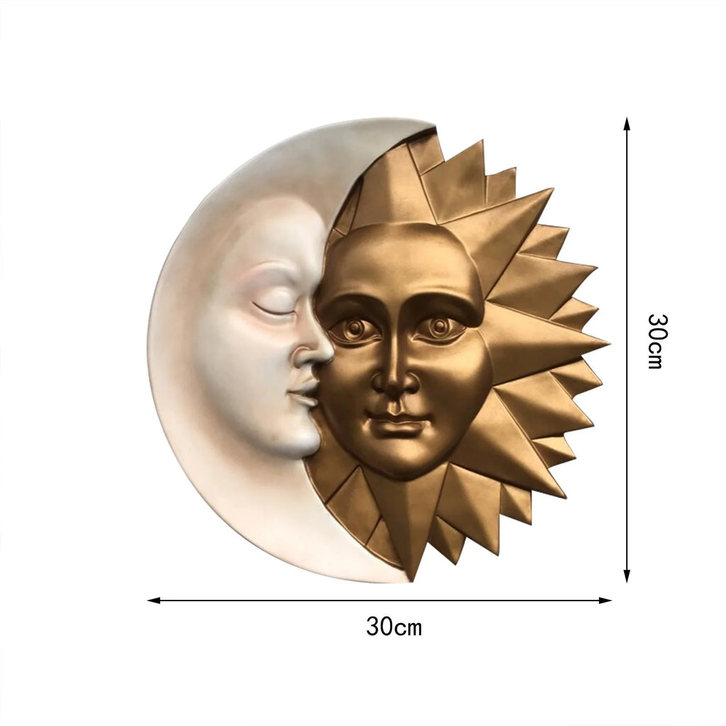 Celestial Sun and Moon Wall Sculpture - Enchanting Astronomy Decor for Home and Garden