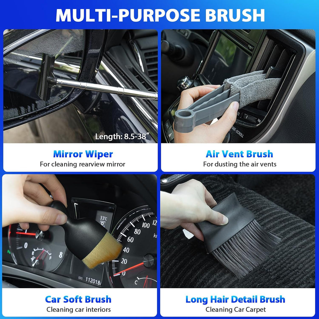 Professional Car Cleaning Kit with High-Power Vacuum and 31 Detailing Accessories