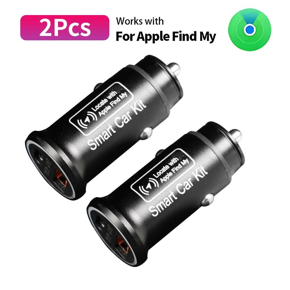 20W Fast Car Charger with USB Type C QC3.0 and iPhone GPS Locator for Apple Find My App - 2 in 1 Solution