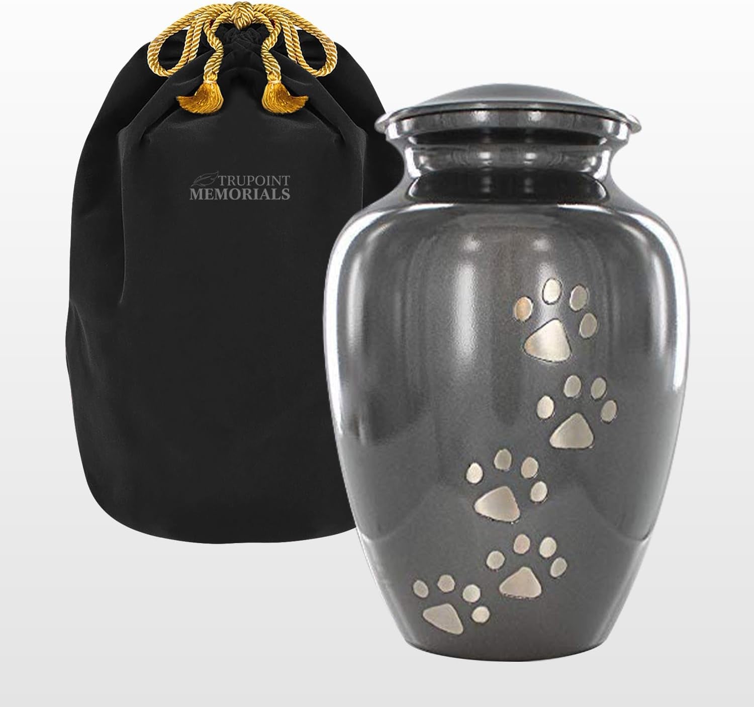 Elegant Grey Pet Urn for Dogs and Cats - Cherish Your Beloved Companion's Memory with a Beautiful Paw Print Design