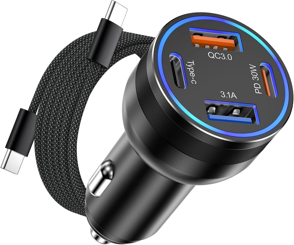 Power Up on the Go: Avatcen 65W 4-Port USB-C Car Charger for iPhone 17/16 and More