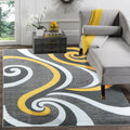 Sevilla Collection 4817A Modern Area Rug with Swirl Design, Yellow, 4' x 6' for Bedroom, Living Room, and Dining Area