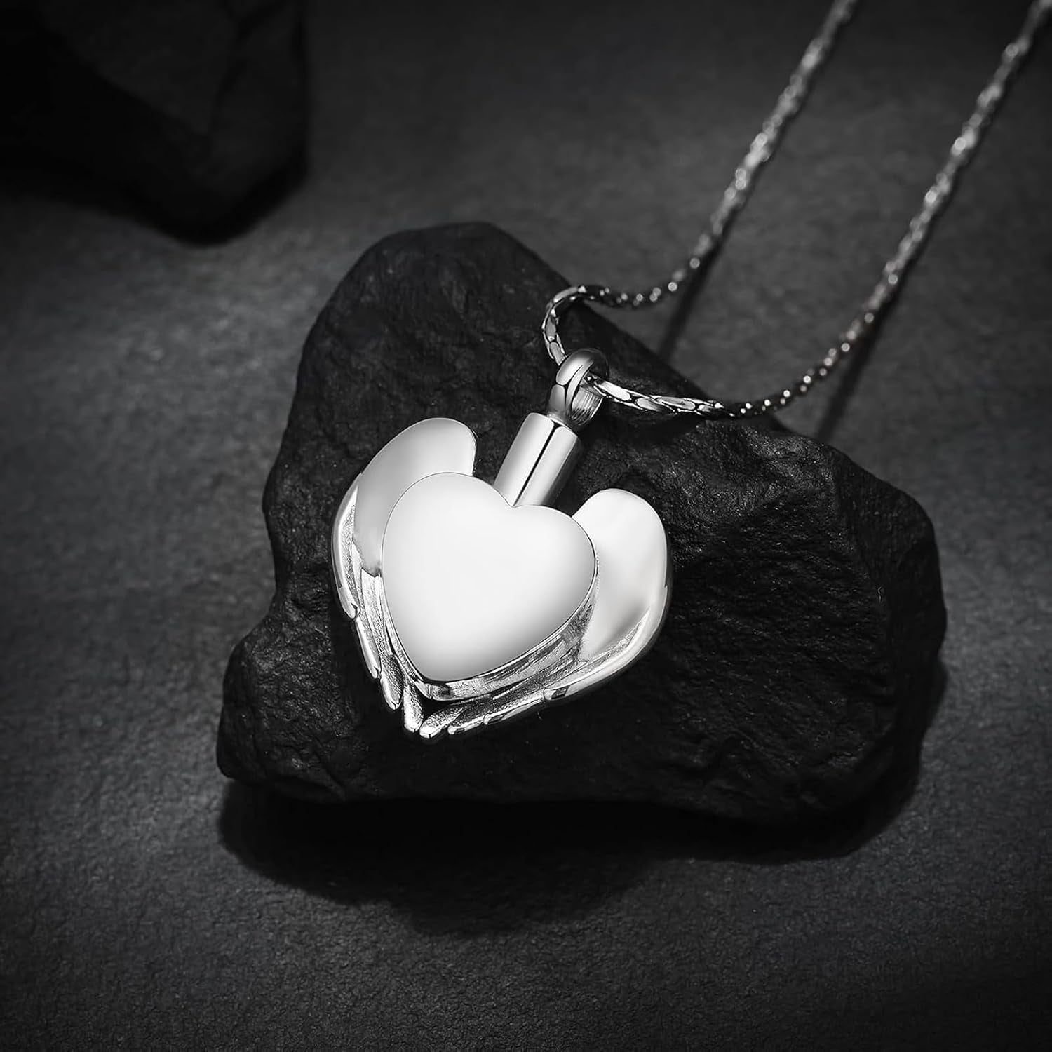 Elegant Stainless Steel Heart Cremation Urn Necklace - A Timeless Memorial Keepsake for Your Loved Ones and Pets
