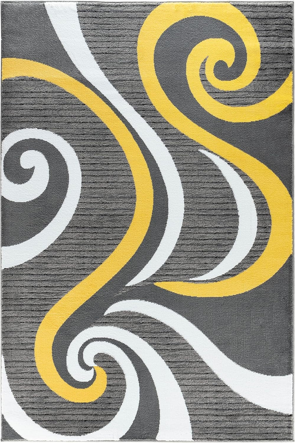 Sevilla Collection 4817A Modern Area Rug with Swirl Design, Yellow, 4' x 6' for Bedroom, Living Room, and Dining Area