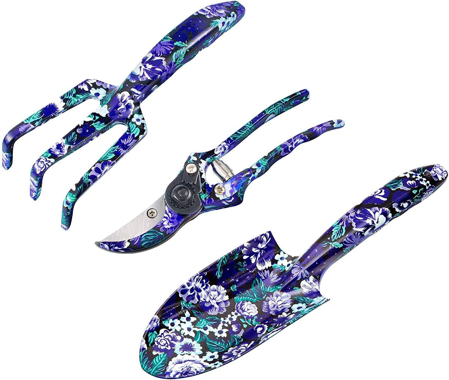 Elevate Your Gardening Experience with the 3-Piece Aluminum Garden Tool Set - Perfect Trowel, Cultivator, and Pruning Shear Gift Set in Stylish Purple & Blue