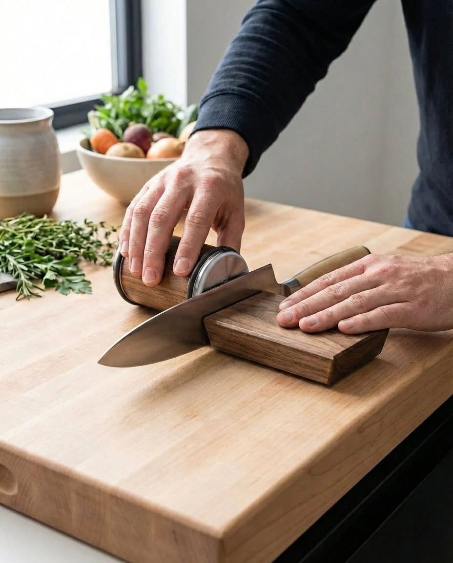 Experience Professional-Level Sharpness with The Rolling Edge Diamond Rolling Knife Sharpener