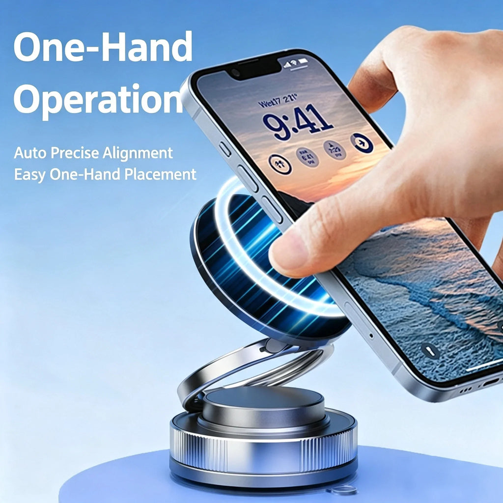 Revolutionary Magnetic Suction Cup Phone Mount - 360° Adjustable, Pocket-Sized, and Foldable for Ultimate Convenience!