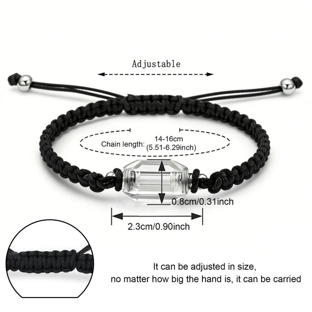 Elegant Handcrafted Adjustable Cremation Jewelry Bracelet with Secure Acrylic Vial - A Touching Memorial Keepsake in Red and Black