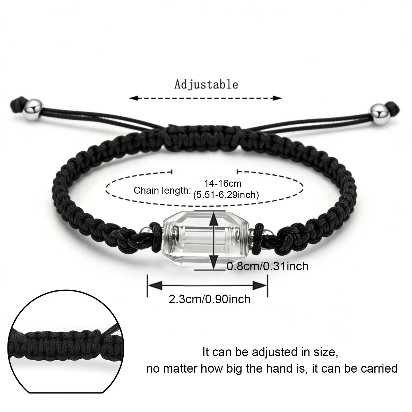 Elegant Handcrafted Adjustable Cremation Jewelry Bracelet with Secure Acrylic Vial - A Touching Memorial Keepsake in Red and Black