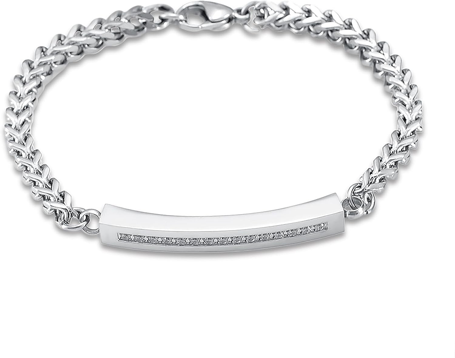 Elegant Stainless Steel Cremation Urn Cuff Bracelet with Crystal Cube - Cherish Your Loved Ones Forever