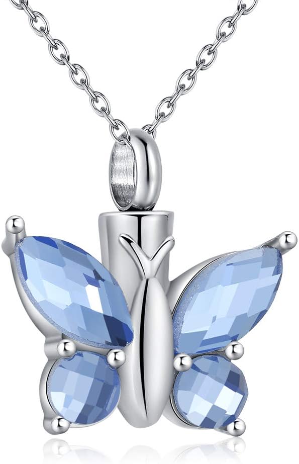 Elegant Butterfly Urn Necklace for Ashes - Timeless Stainless Steel Cremation Jewelry to Honor Your Loved One