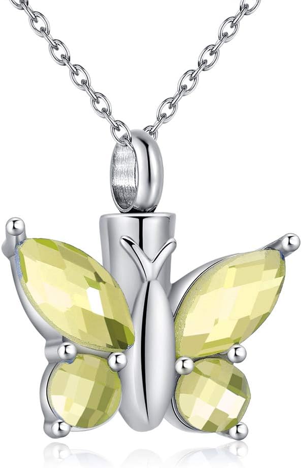 Elegant Butterfly Urn Necklace for Ashes - Timeless Stainless Steel Cremation Jewelry to Honor Your Loved One