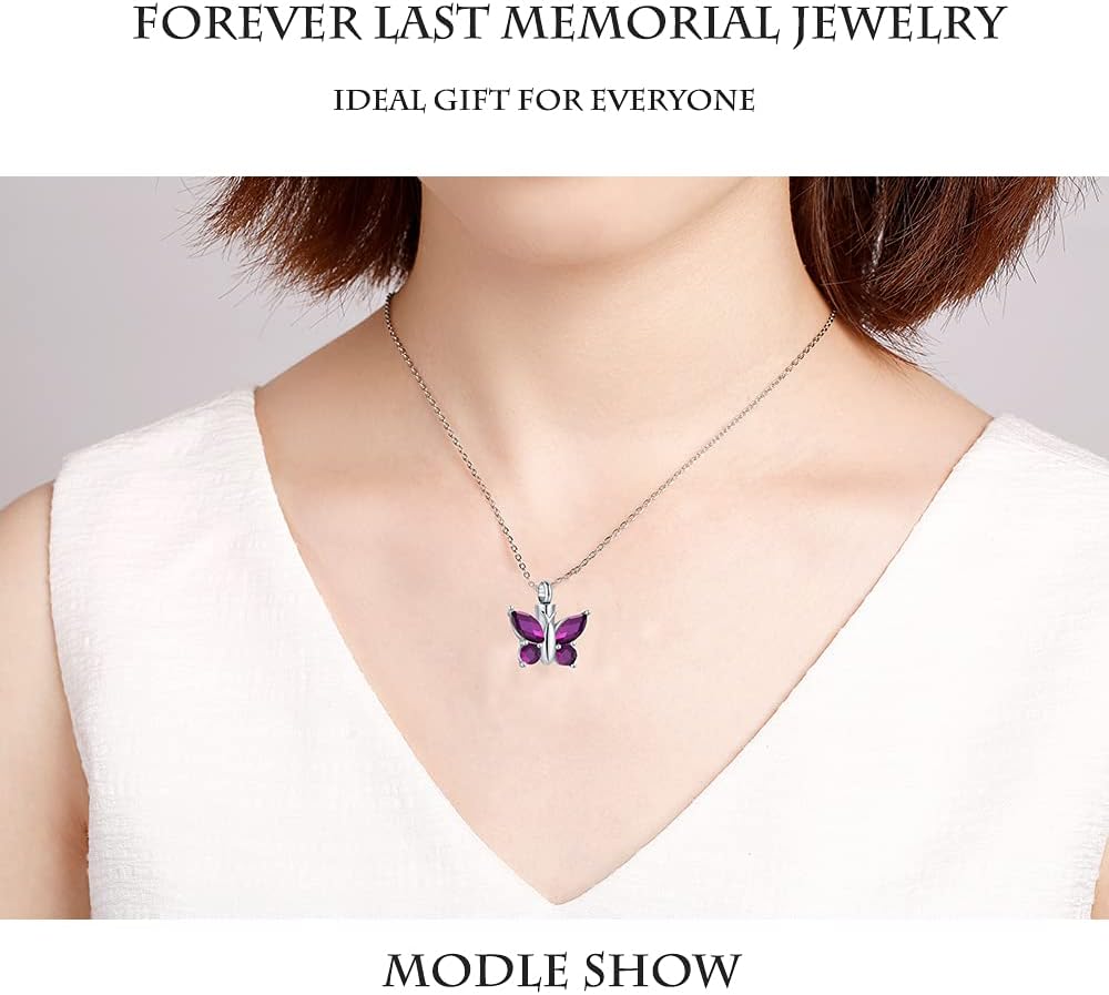 Elegant Butterfly Urn Necklace for Ashes - Timeless Stainless Steel Cremation Jewelry to Honor Your Loved One