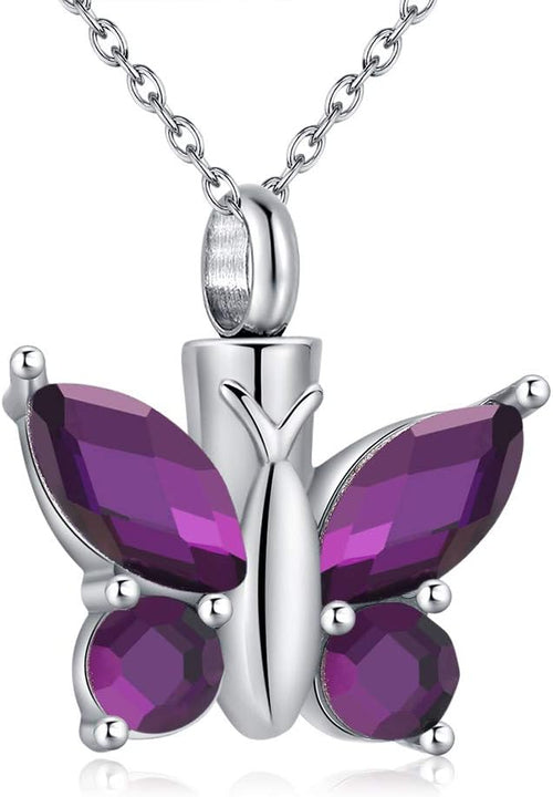 Elegant Butterfly Urn Necklace for Ashes - Timeless Stainless Steel Cremation Jewelry to Honor Your Loved One