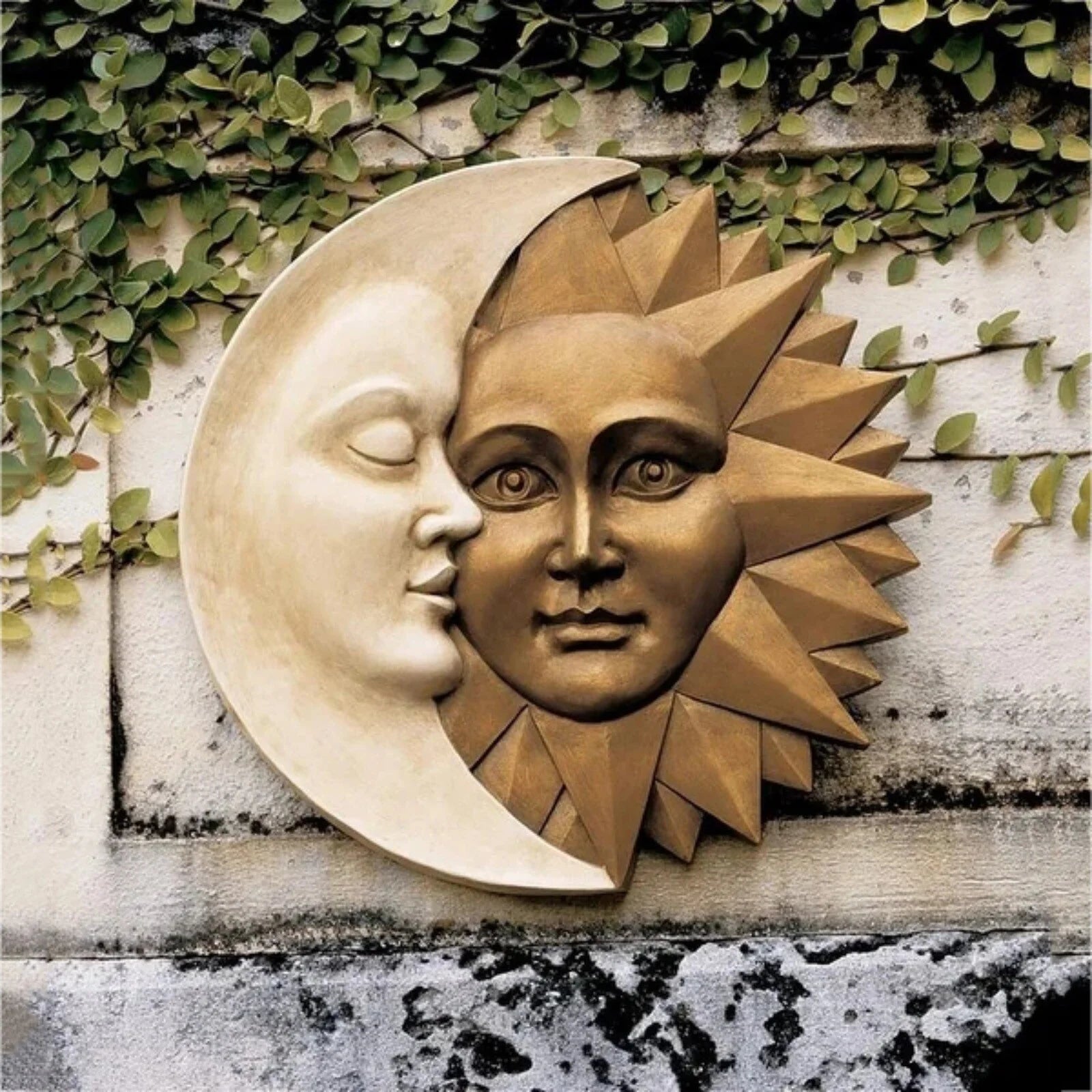 Celestial Sun and Moon Wall Sculpture - Enchanting Astronomy Decor for Home and Garden