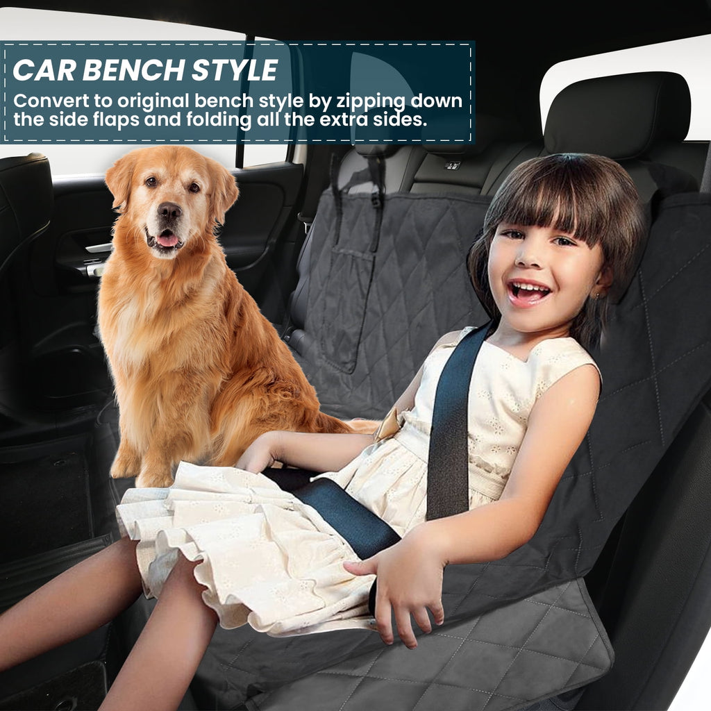 Ultimate Waterproof Hammock Car Seat Cover for Pets - Black Dog Protector Mat for Back Seat Travel