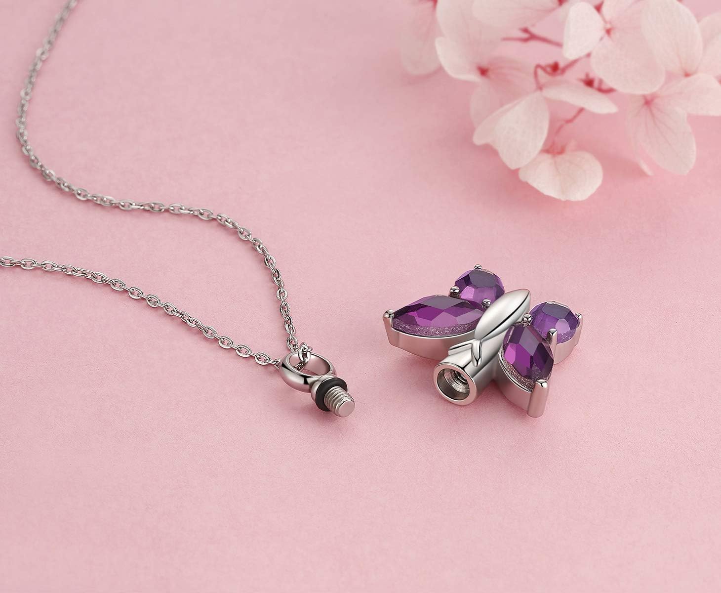 Elegant Butterfly Urn Necklace for Ashes - Timeless Stainless Steel Cremation Jewelry to Honor Your Loved One