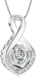 Cherish Their Memory: Elegant Roseflower Infinity Urn Necklace for Ashes - A Heartfelt Memorial Keepsake for Women and Pets