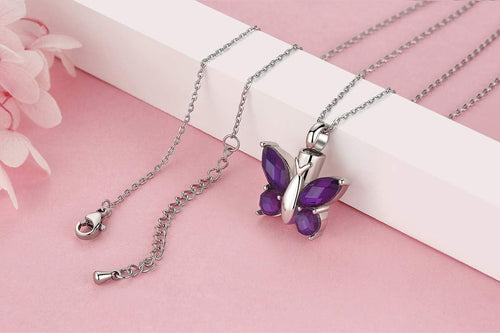Elegant Butterfly Urn Necklace for Ashes - Timeless Stainless Steel Cremation Jewelry to Honor Your Loved One
