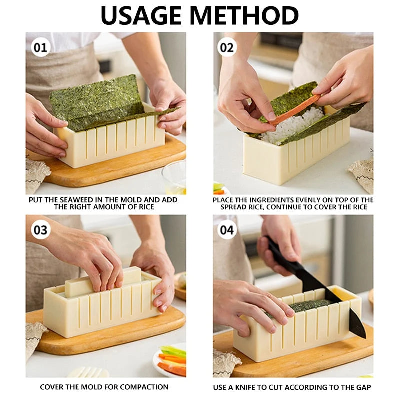 Create Delicious Sushi at Home with the Cuisine Delux+™ Sushi Maker Set - Perfect for Family Fun!