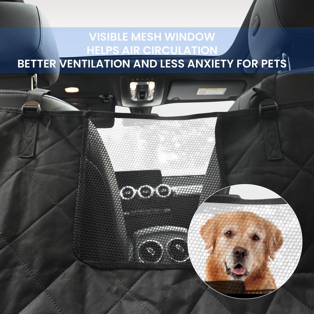 Ultimate Waterproof Hammock Car Seat Cover for Pets - Black Dog Protector Mat for Back Seat Travel