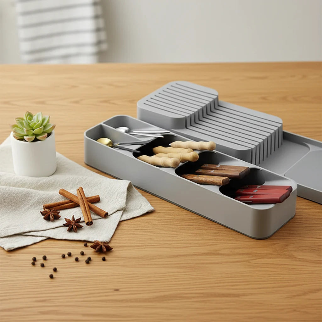 Kitchen Drawer Organizer for Cutlery Kitchen Knife Spice Storage Tray