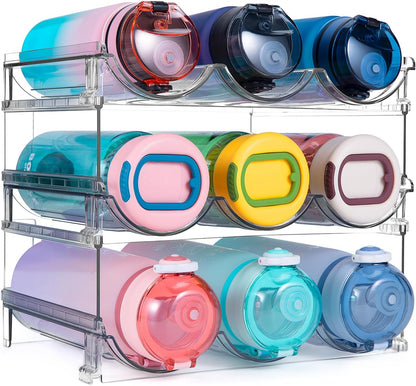 Transform Your Space with the Ultimate 2-Pack Cabinet Water Bottle Organizer - Stackable Storage Solution for Effortless Hydration Management