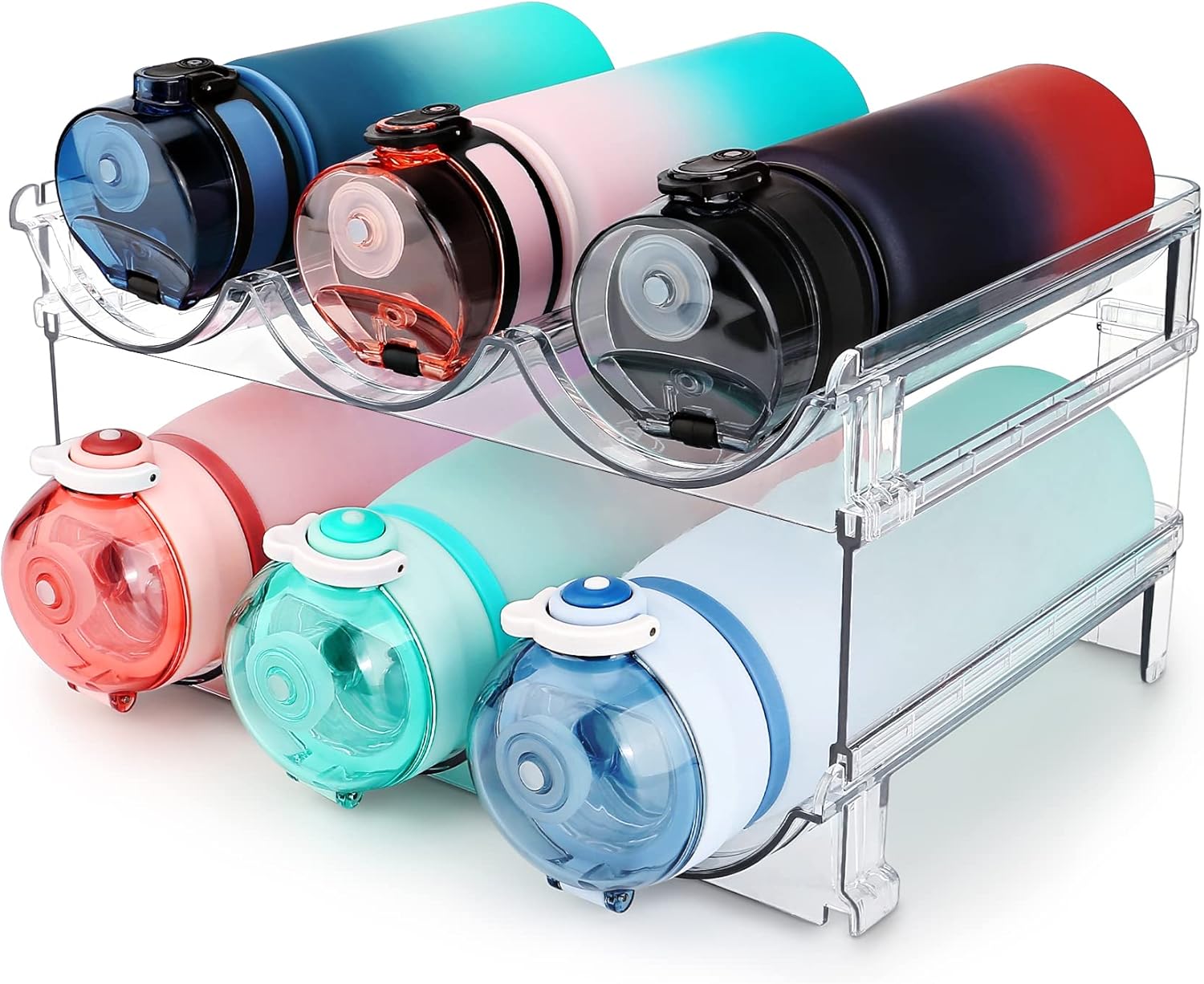 Transform Your Space with the Ultimate 2-Pack Cabinet Water Bottle Organizer - Stackable Storage Solution for Effortless Hydration Management
