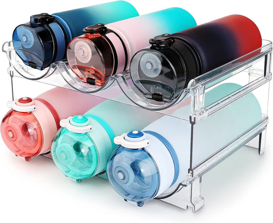 Transform Your Space with the Ultimate 2-Pack Cabinet Water Bottle Organizer - Stackable Storage Solution for Effortless Hydration Management