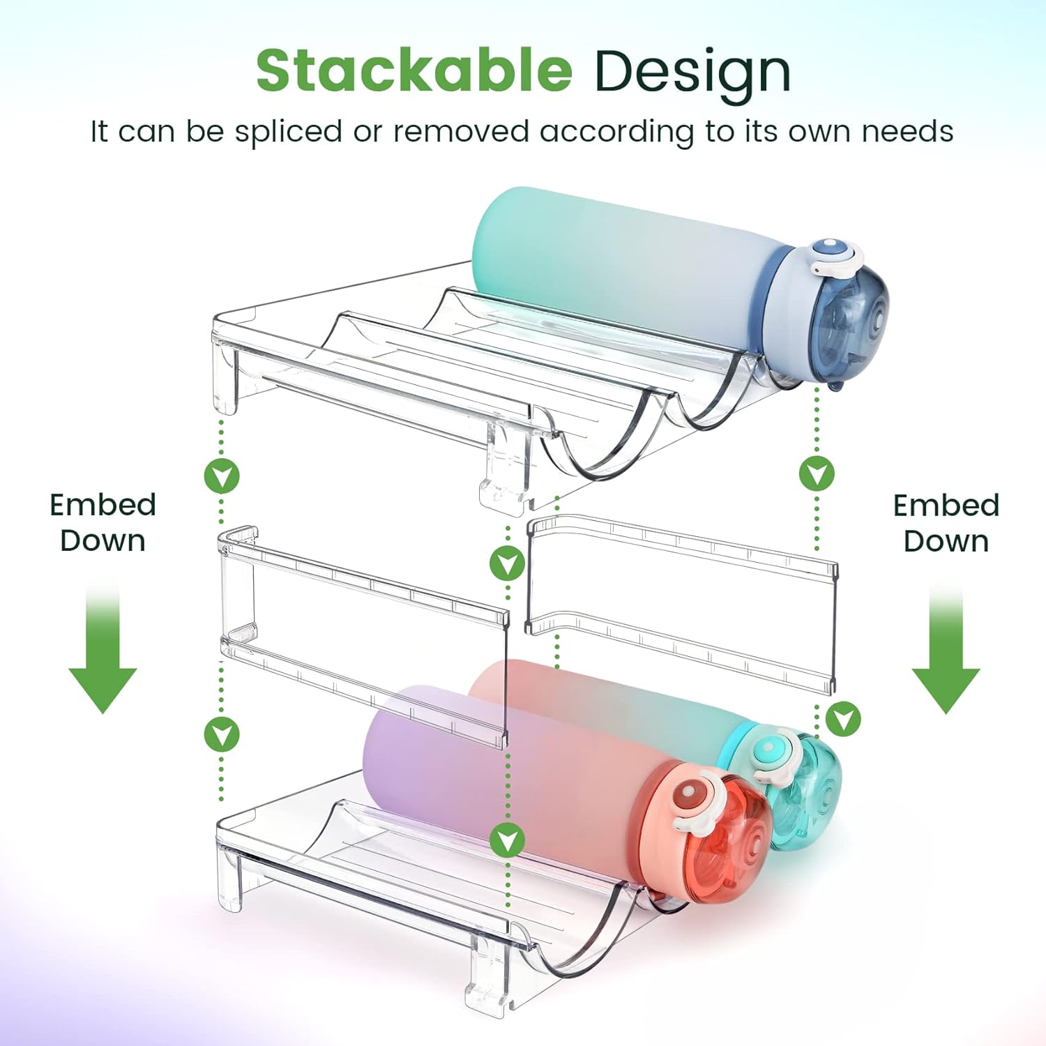 Transform Your Space with the Ultimate 2-Pack Cabinet Water Bottle Organizer - Stackable Storage Solution for Effortless Hydration Management