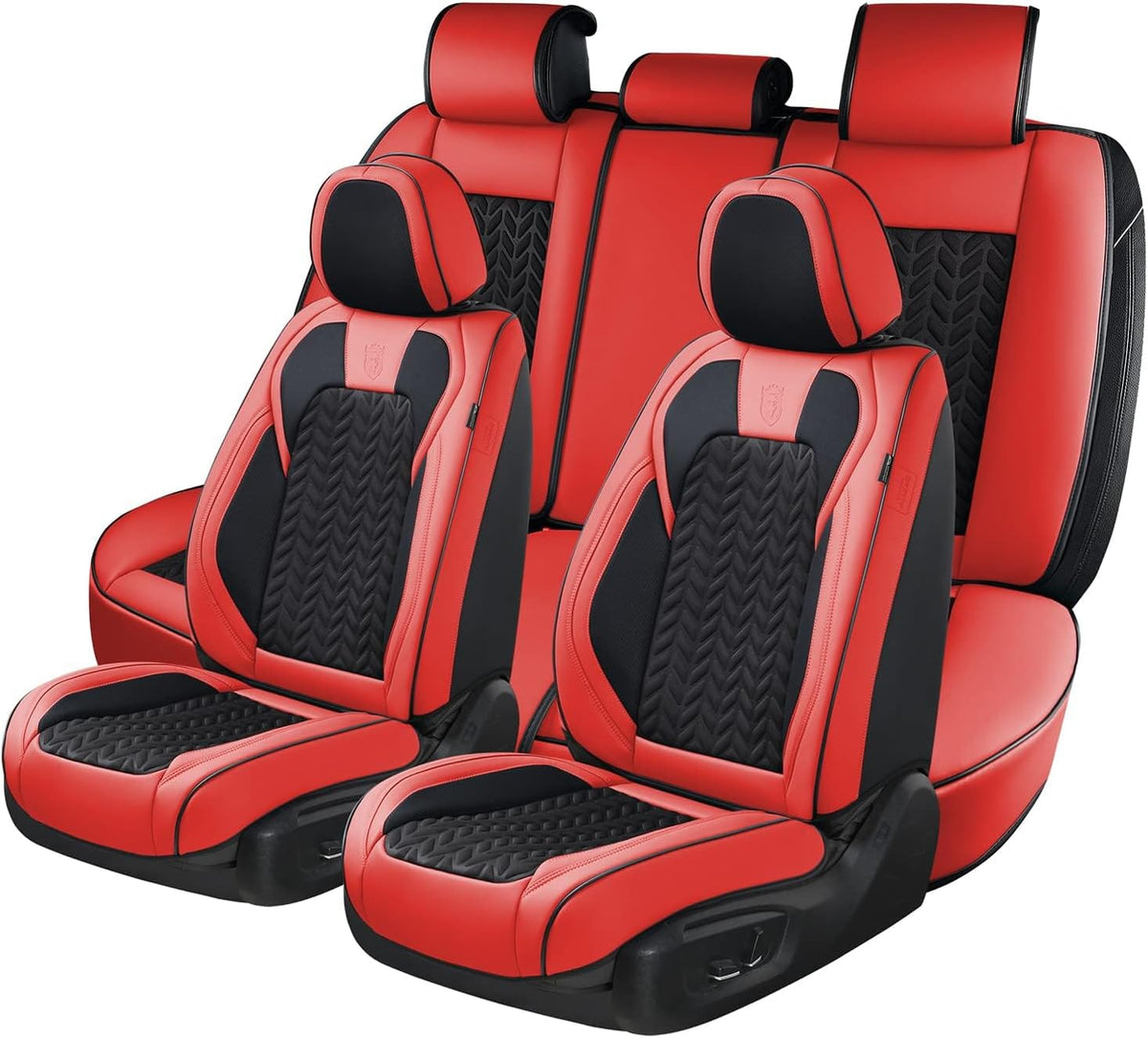 Elevate Your Ride with Coverado Winter Car Seat Covers - Stylish Blue Faux Leather, 2-Piece Front Seat Protection Set