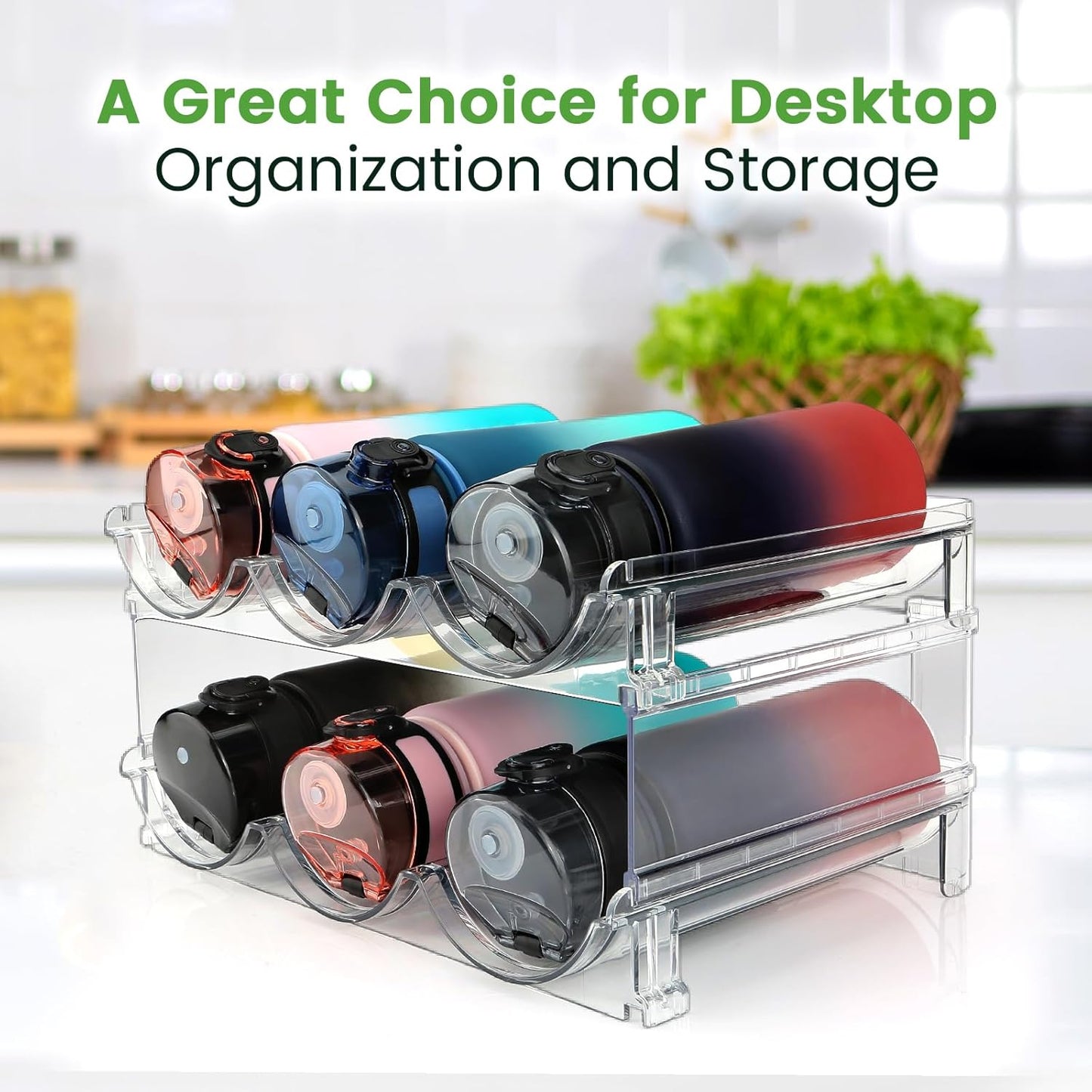 Transform Your Space with the Ultimate 2-Pack Cabinet Water Bottle Organizer - Stackable Storage Solution for Effortless Hydration Management