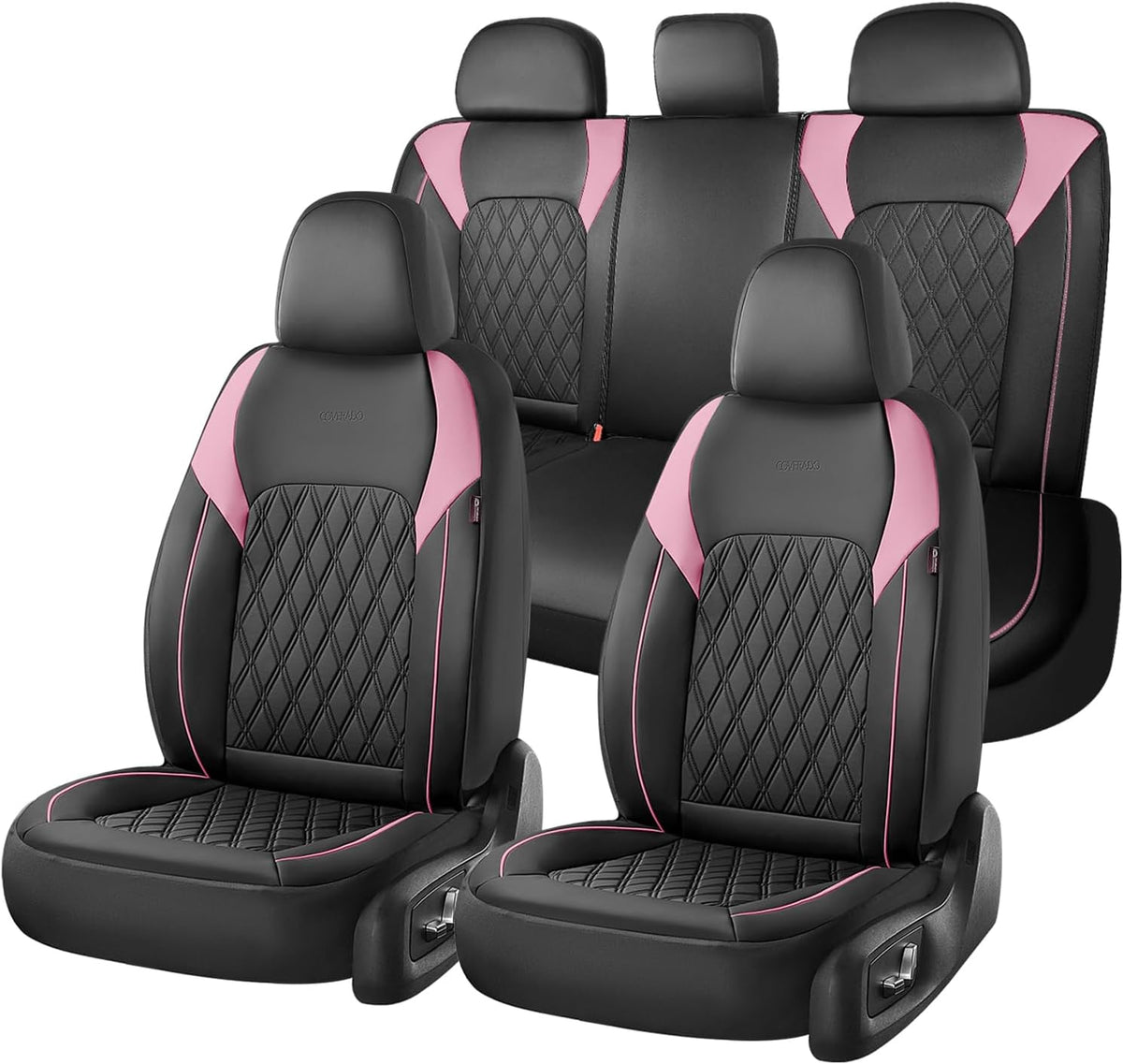 Elevate Your Ride with Coverado Winter Car Seat Covers - Stylish Blue Faux Leather, 2-Piece Front Seat Protection Set