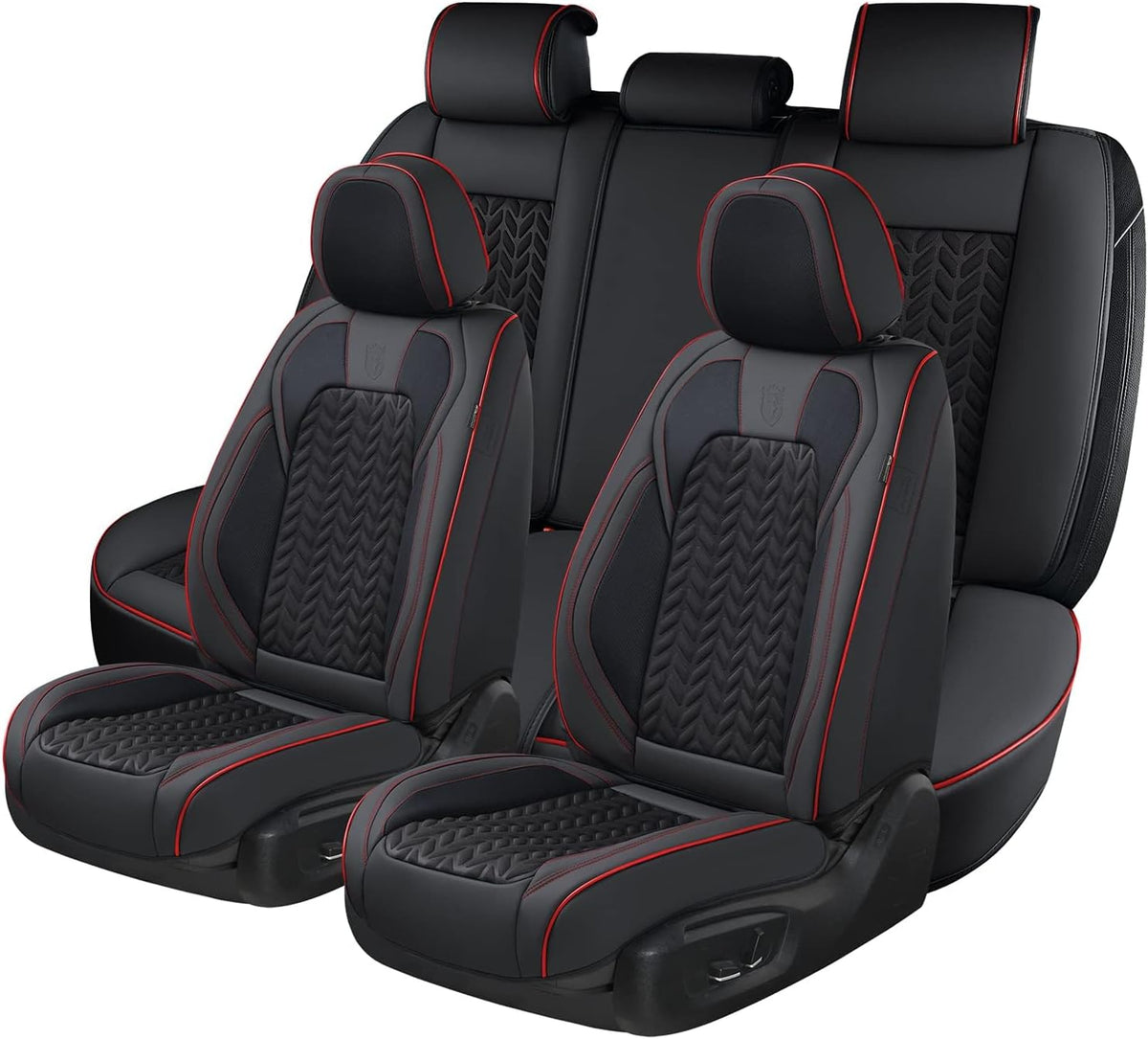 Elevate Your Ride with Coverado Winter Car Seat Covers - Stylish Blue Faux Leather, 2-Piece Front Seat Protection Set