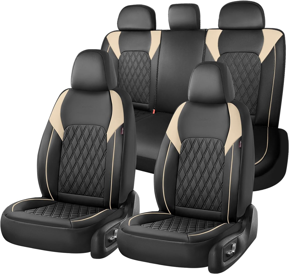 Elevate Your Ride with Coverado Winter Car Seat Covers - Stylish Blue Faux Leather, 2-Piece Front Seat Protection Set