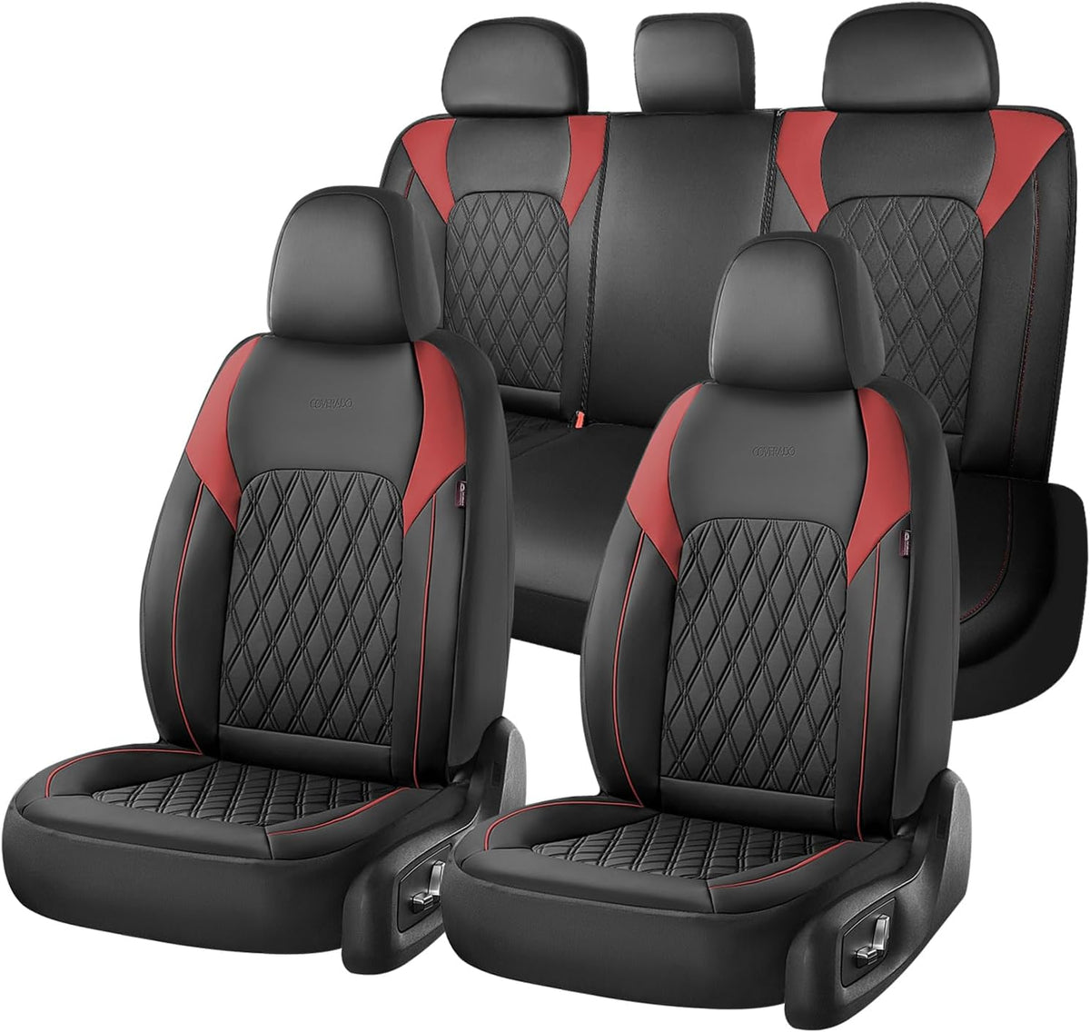 Elevate Your Ride with Coverado Winter Car Seat Covers - Stylish Blue Faux Leather, 2-Piece Front Seat Protection Set