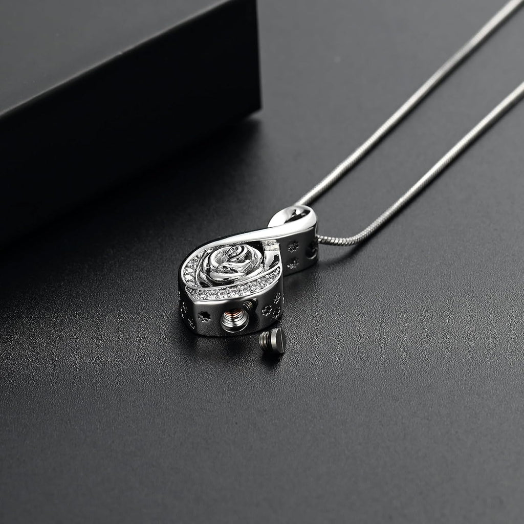 Cherish Their Memory: Elegant Roseflower Infinity Urn Necklace for Ashes - A Heartfelt Memorial Keepsake for Women and Pets