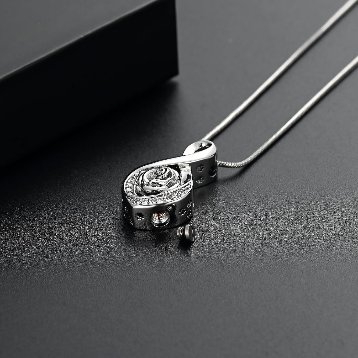 Cherish Their Memory: Elegant Roseflower Infinity Urn Necklace for Ashes - A Heartfelt Memorial Keepsake for Women and Pets