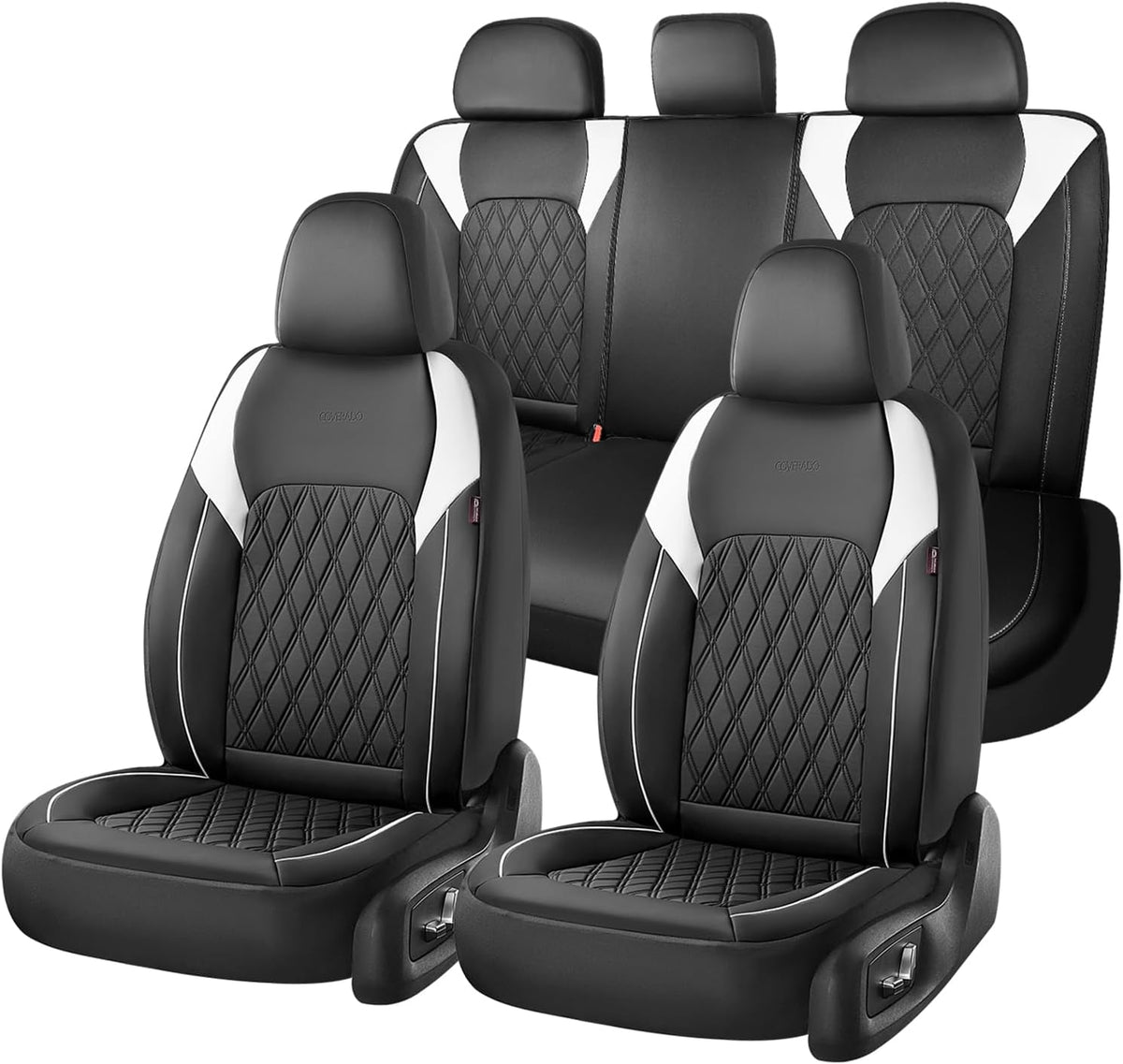 Elevate Your Ride with Coverado Winter Car Seat Covers - Stylish Blue Faux Leather, 2-Piece Front Seat Protection Set