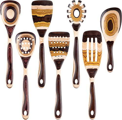 Elevate Your Cooking Experience with Our 7-Piece Eco-Friendly Brown Pakkawood Utensils Set – Perfect for Every Kitchen!