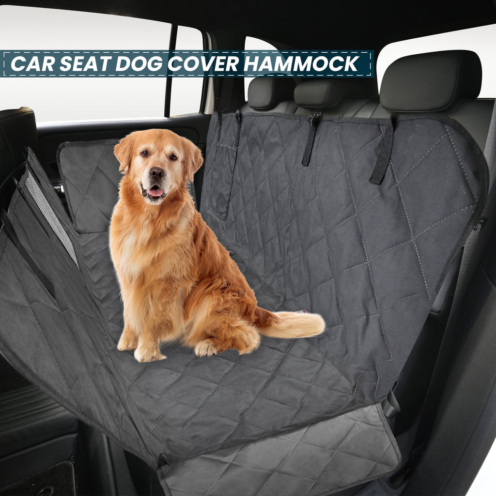 Ultimate Waterproof Hammock Car Seat Cover for Pets - Black Dog Protector Mat for Back Seat Travel