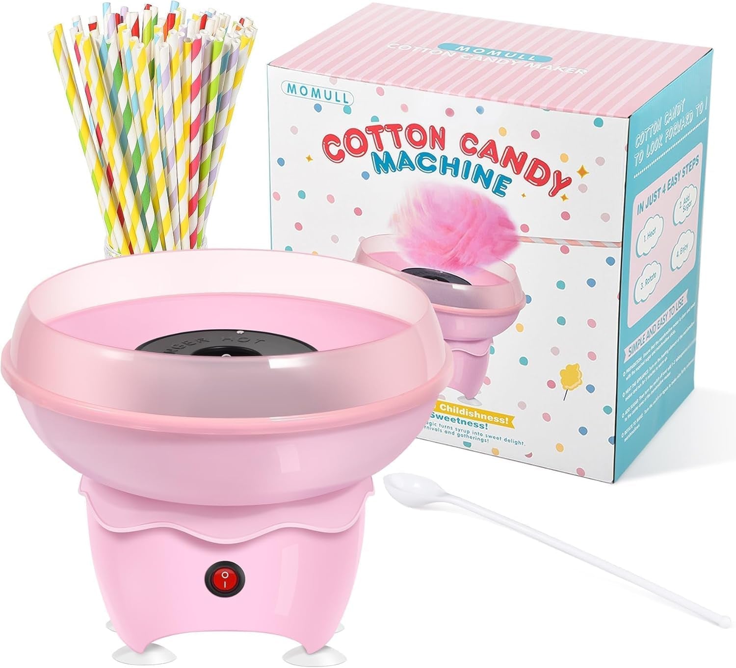 Delightful Vintage Pink Mini Cotton Candy Machine - Perfect for Kids' Parties, Christmas Gifts, and Home Celebrations with 20 Sticks and Scoop Included