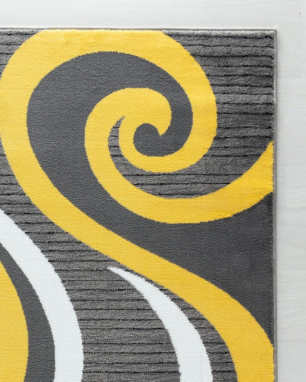 Sevilla Collection 4817A Modern Area Rug with Swirl Design, Yellow, 4' x 6' for Bedroom, Living Room, and Dining Area