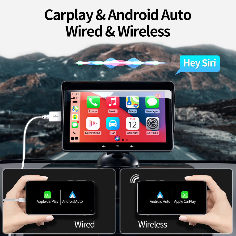 Transform Your Drive with the 7-Inch Wireless CarPlay Display - Easy Cigarette Lighter Setup!