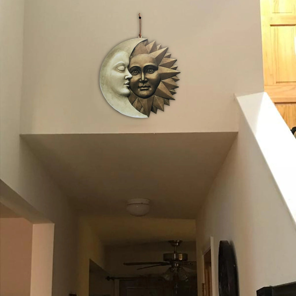 Celestial Sun and Moon Wall Sculpture - Enchanting Astronomy Decor for Home and Garden