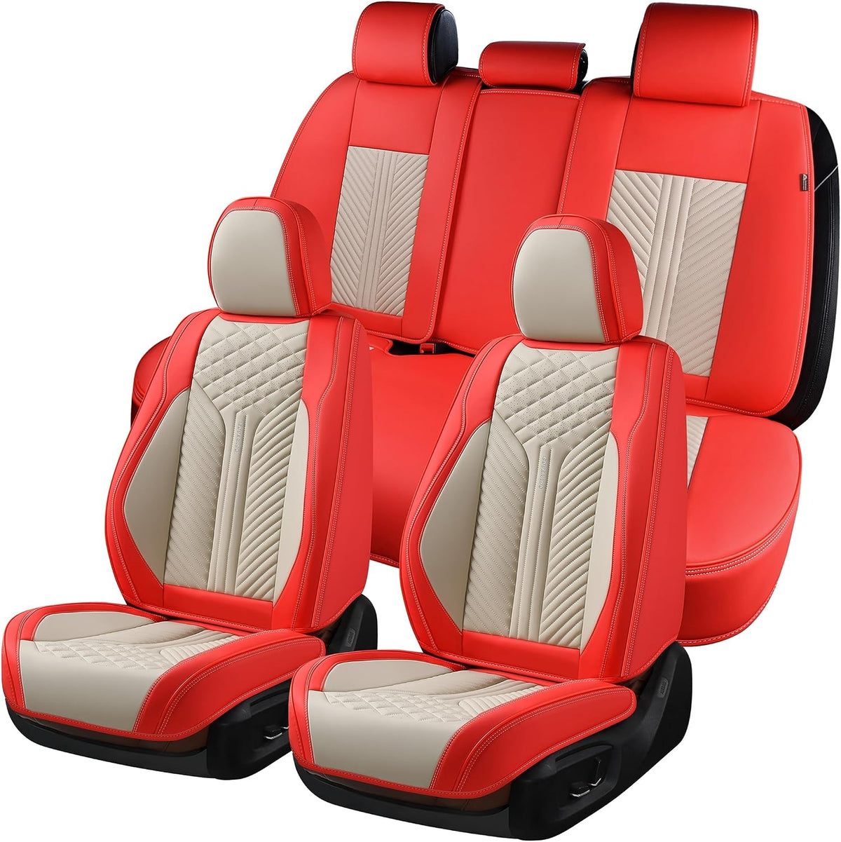 Elevate Your Ride with Coverado Winter Car Seat Covers - Stylish Blue Faux Leather, 2-Piece Front Seat Protection Set